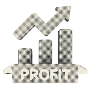 3d trading increase profit halftone style