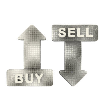 3d trading buy sell halftone style