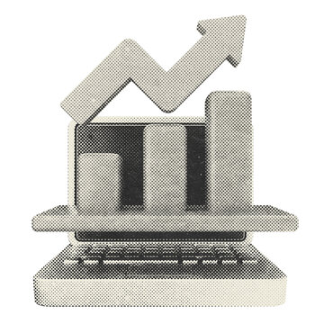 3d trading increase profit halftone style