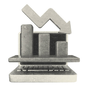 3d trading decrease profit halftone style