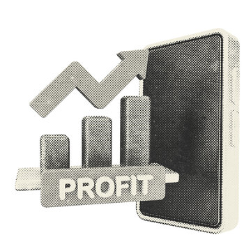 3d trading increase profit halftone style