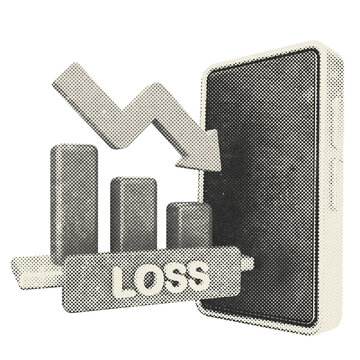 3d trading decrease profit halftone style