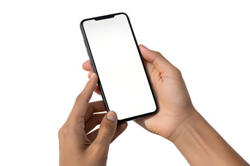Modern smartphone with blank white screen isolated on a solid black background for creative design and mockup purposes