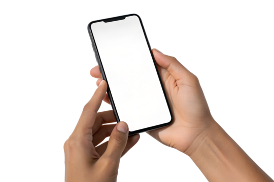 Modern smartphone with blank white screen isolated on a solid black background for creative design and mockup purposes