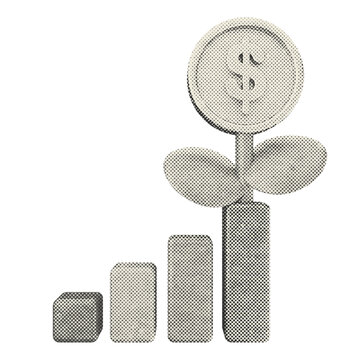 3d trading grow investment halftone style
