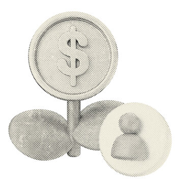 3d trading grow profit halftone style