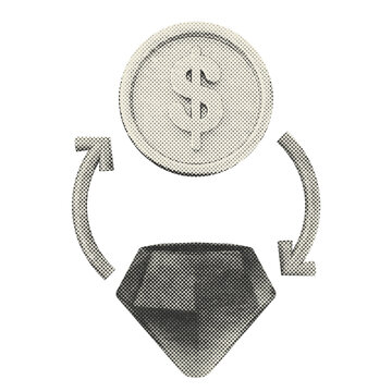 3d trading dollar diamond exchange halftone style