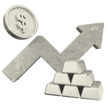 3d trading dollar gold increase halftone style
