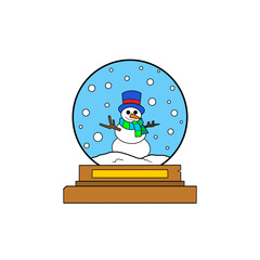 Snow globe with a white snowman inside Christmas clip art