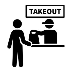 Takeout pickup counter icon with transparent background — representing food pickup, restaurant service, or to-go order collection.  © Momo