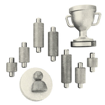 3d trading reward winner halftone style