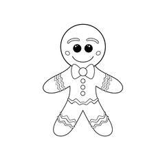 Gingerbread man Christmas snack clip art hand drawn black and white