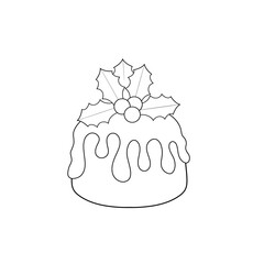 Christmas pudding traditional festive Christmas food clip art hand drawn black and white