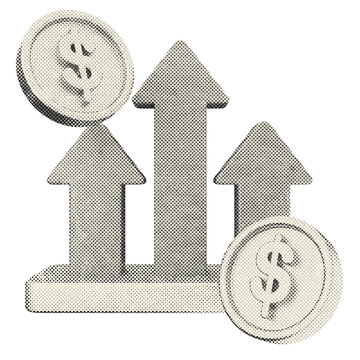 3d trading increase profit halftone style