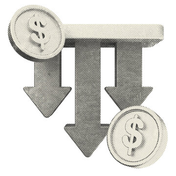 3d trading decrease profit halftone style