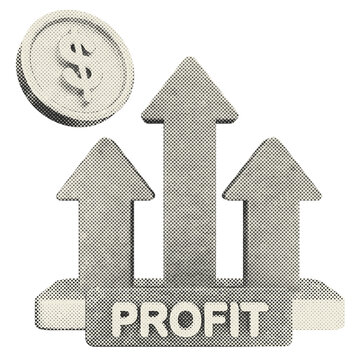 3d trading increase profit halftone style
