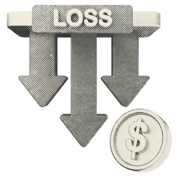 3d trading decrease profit halftone style