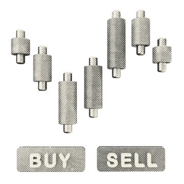 3d trading bu sell chart halftone style