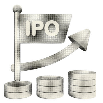 3d trading ipo market halftone style
