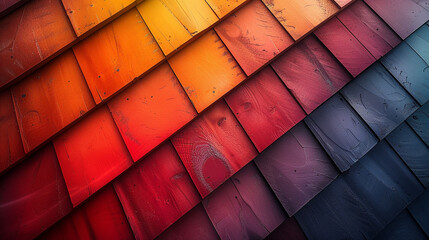 Colorful wooden roof tiles gradient background texture
