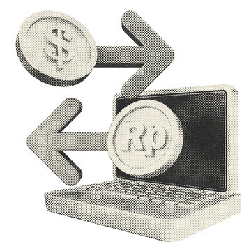 3d trading exchange halftone style