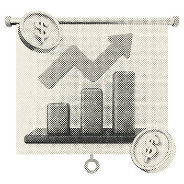 3d trading profit presentation halftone style