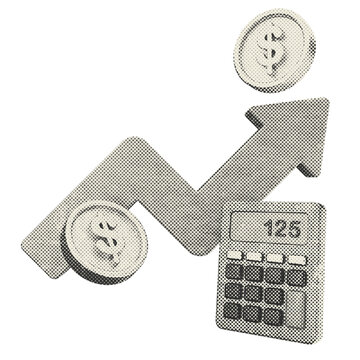 3d trading calculation halftone style
