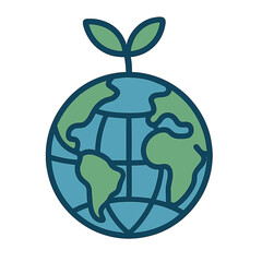 Green planet sprout growing upward symbolizing environmental growth
