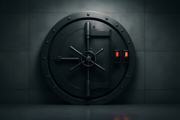 Government Shutdown Security Symbol – Locked Vault Door with Digital Panels Reflects Restricted Access  