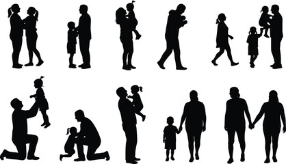 Family silhouettes, parent and child bonding, caring relationships, love, parenting, childhood moments, togetherness, support, affection, family care, emotional connection