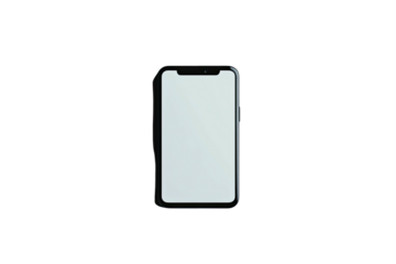 Modern bezel-less smartphone with a blank white screen isolated on black