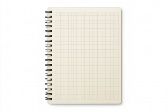 Blank grid paper spiral notebook on transparent background, open journal, empty diary for creativity and planning - Powered by Adobe