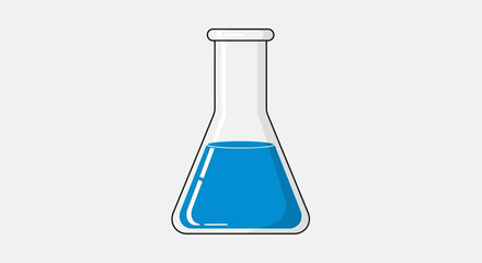A conical flask filled with blue liquid, symbolizing chemical experiments and laboratory analysis