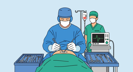 Surgical Team Performing a Medical Procedure in an Operating Room Setting