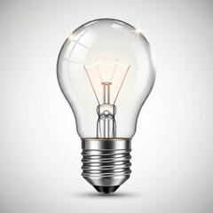 Classic Incandescent Light Bulb Glowing Brightly with Intricate Filament Detail
