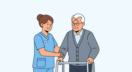 Elderly Patient Supported by Caregiver Rehabilitation, Assistance, and Healthcare for Seniors