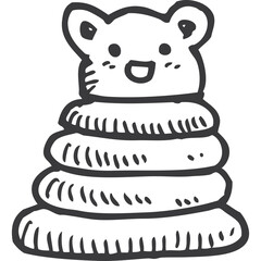 Hand Drawn Cute Bear Stacking Toy Icon Transparent Background Simple Sketch Style