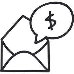 Hand Drawn Envelope Icon With Dollar Sign In Speech Bubble For Business Communication And Financial Transactions In A Transparent Background