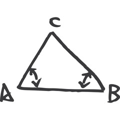 Hand Drawn Equilateral Triangle With Labeled Vertices A B And C And Angle Markings Demonstrating Equal Angles On Transparent Background
