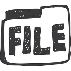 Hand Drawn File Icon Graphic With The Word File Written In Textured Block Letters On A Transparent Background
