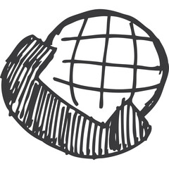 Hand Drawn Globe Icon with Circular Arrows Symbolizing Global Travel and Connectivity on Transparent Background