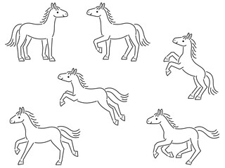 馬の線画イラストセット