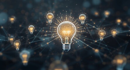 Illumination and Connection of Ideas with Glowing Light Bulbs Network