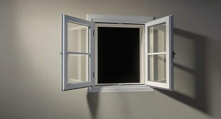 Open Window Casting Shadows on Textured Wall