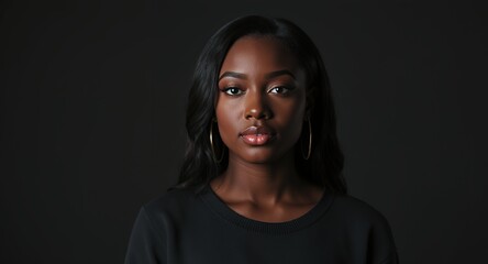 Portrait of a Woman with Dark Skin and Hoop Earrings