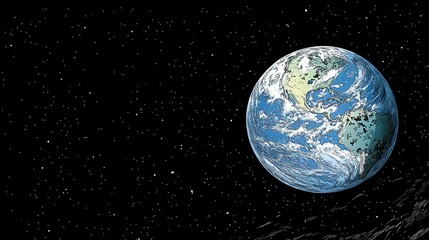Obraz premium Comic Book Style Earth from Space