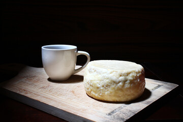 Canastra cheese with coffee. Brazilian breakfast.