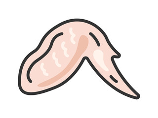 生の、手羽先のアイコン（線画カラー）のイラスト