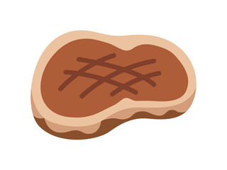 焼いた、牛ステーキ肉のアイコンのイラスト
