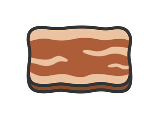 焼いた、牛バラ肉スライスのアイコン（線画カラー）のイラスト
